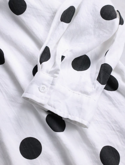 rayon nylon dot shirt white-black