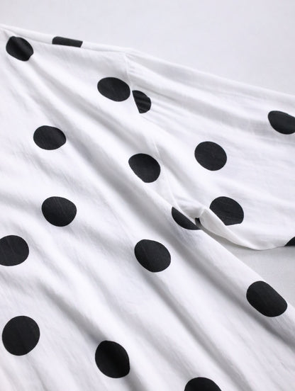 rayon nylon dot shirt white-black