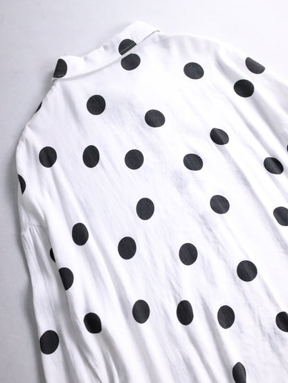 rayon nylon dot shirt white-black
