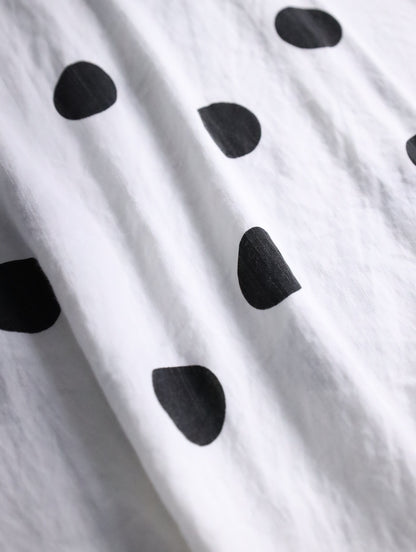 rayon nylon dot shirt white-black