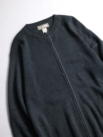 no-collar double zip knit darkgray