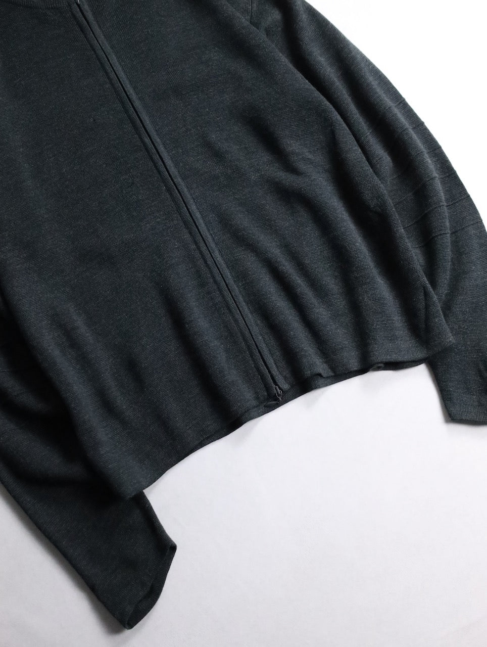 no-collar double zip knit darkgray