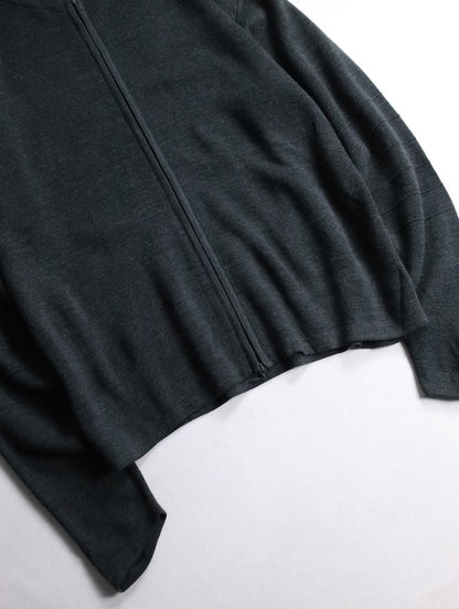 no-collar double zip knit darkgray