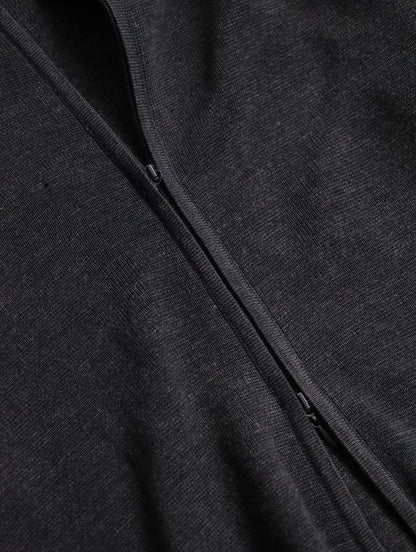no-collar double zip knit darkgray
