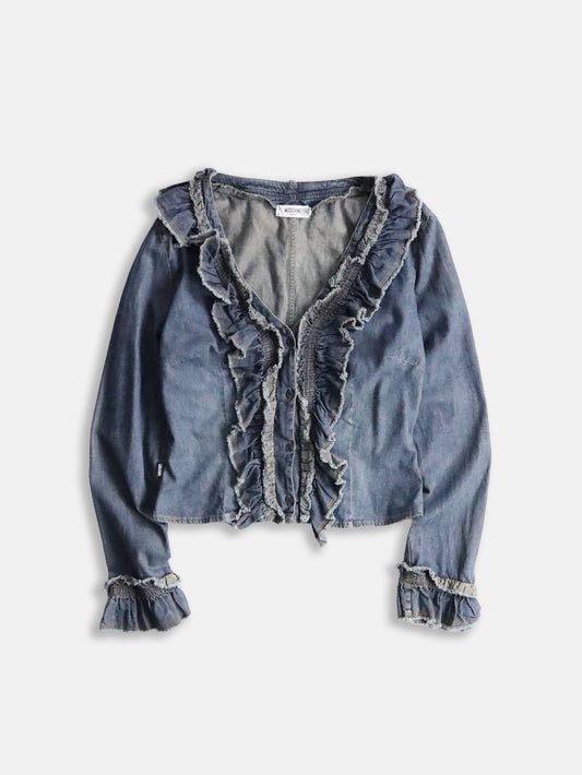 MOSCHINO fringe denim shirt lightblue