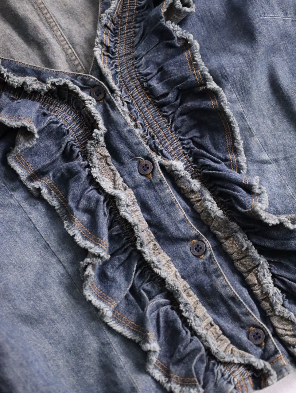 MOSCHINO fringe denim shirt lightblue