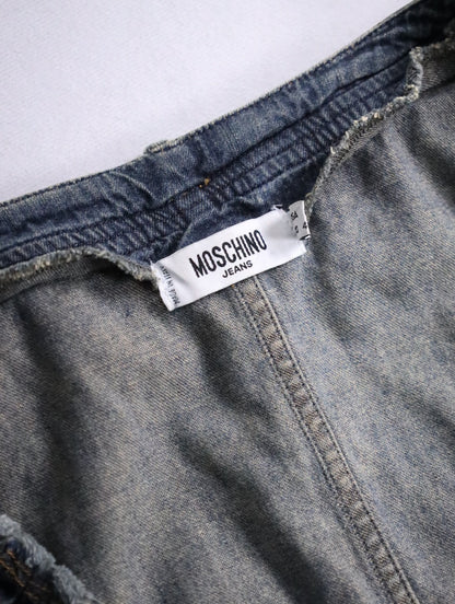 MOSCHINO fringe denim shirt lightblue