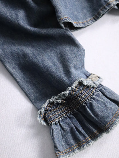 MOSCHINO fringe denim shirt lightblue