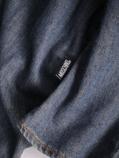 MOSCHINO fringe denim shirt lightblue
