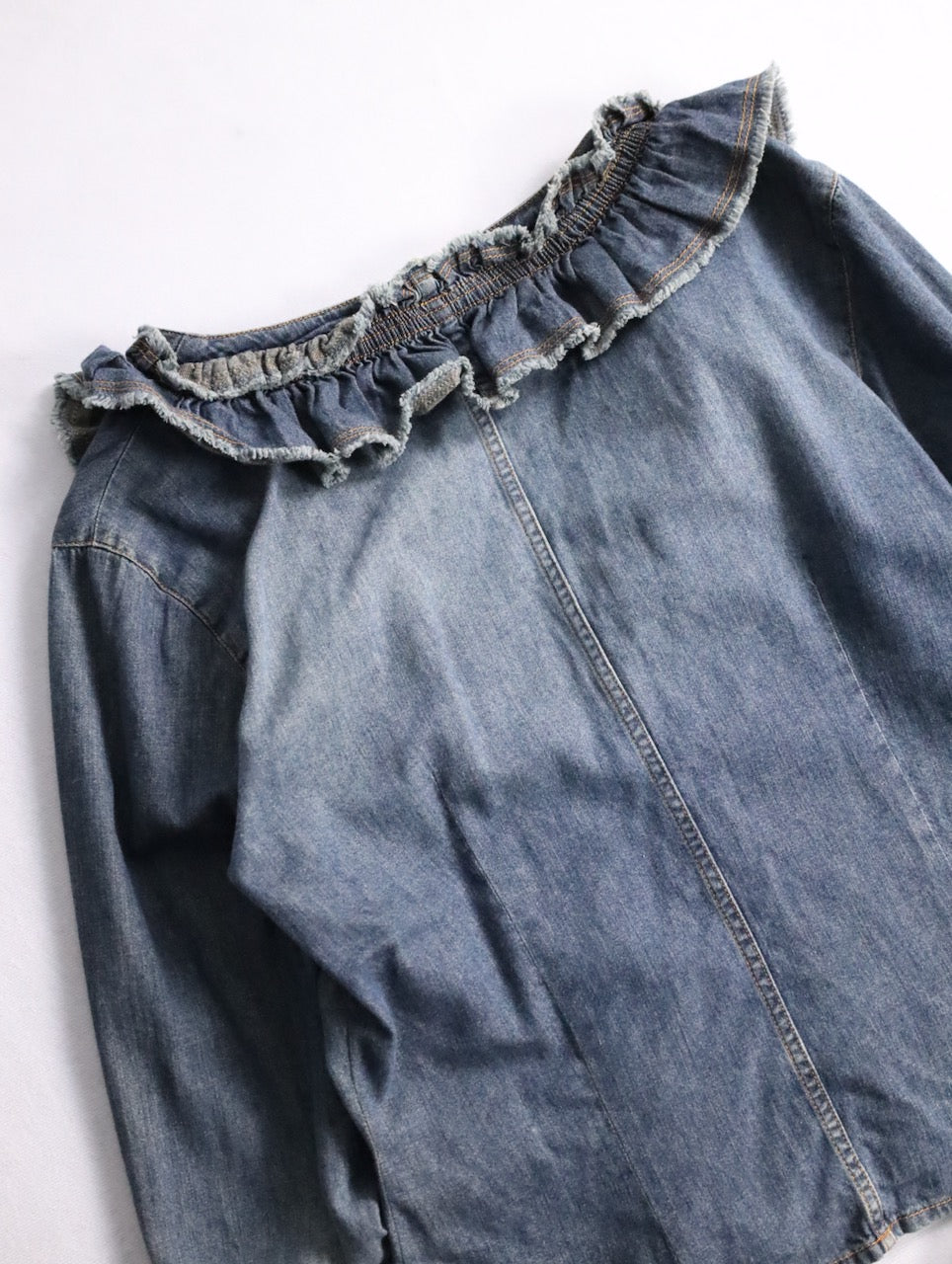 MOSCHINO fringe denim shirt lightblue