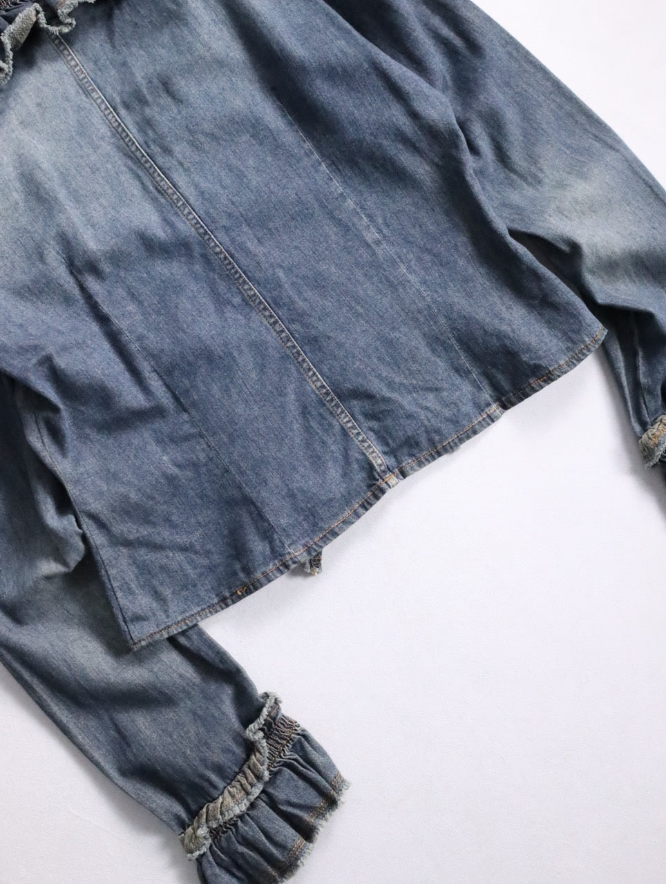 MOSCHINO fringe denim shirt lightblue