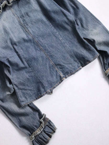 MOSCHINO fringe denim shirt lightblue