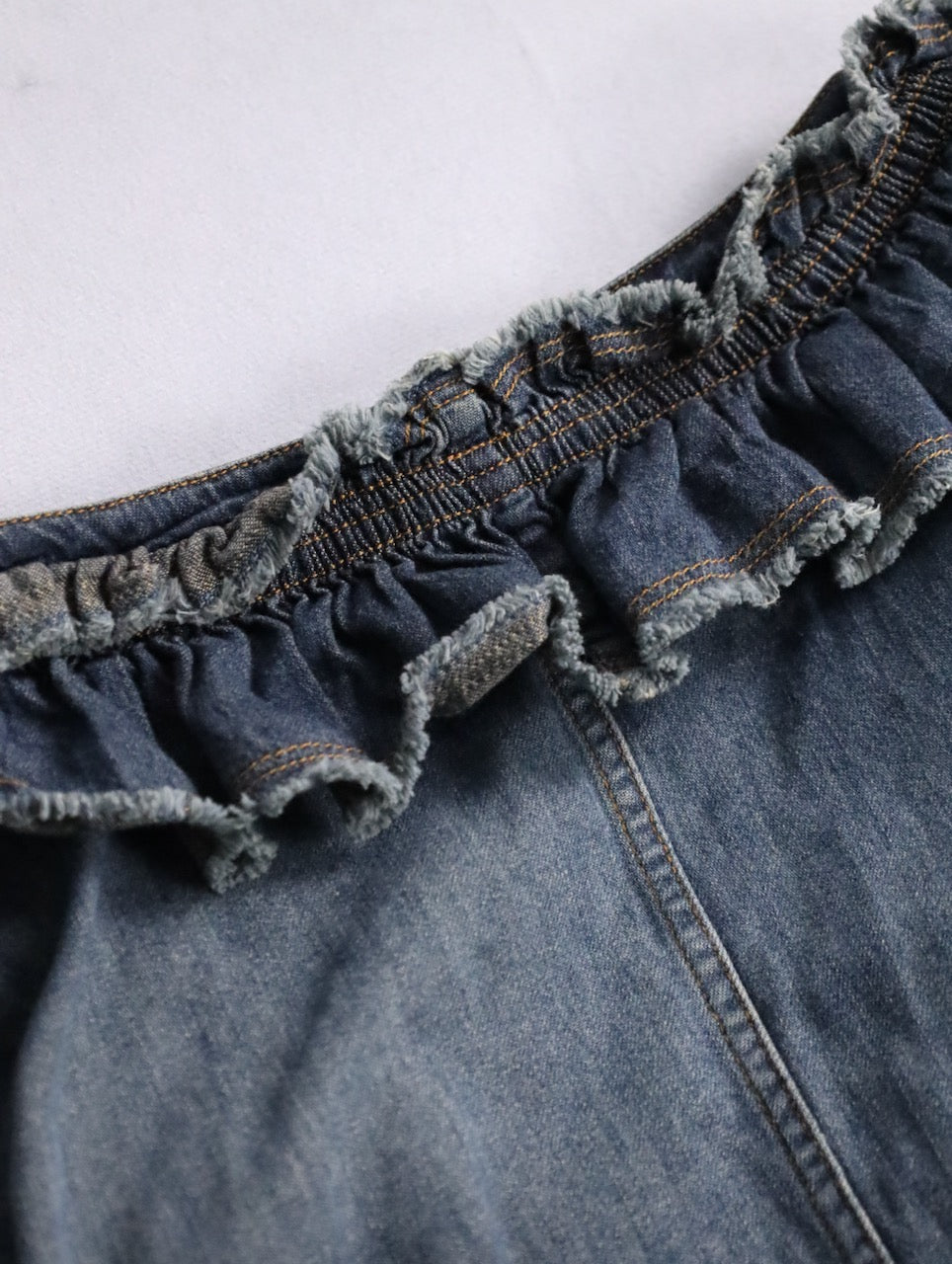 MOSCHINO fringe denim shirt lightblue