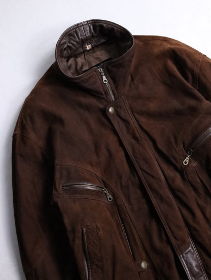 leather dokking suede jacket brown