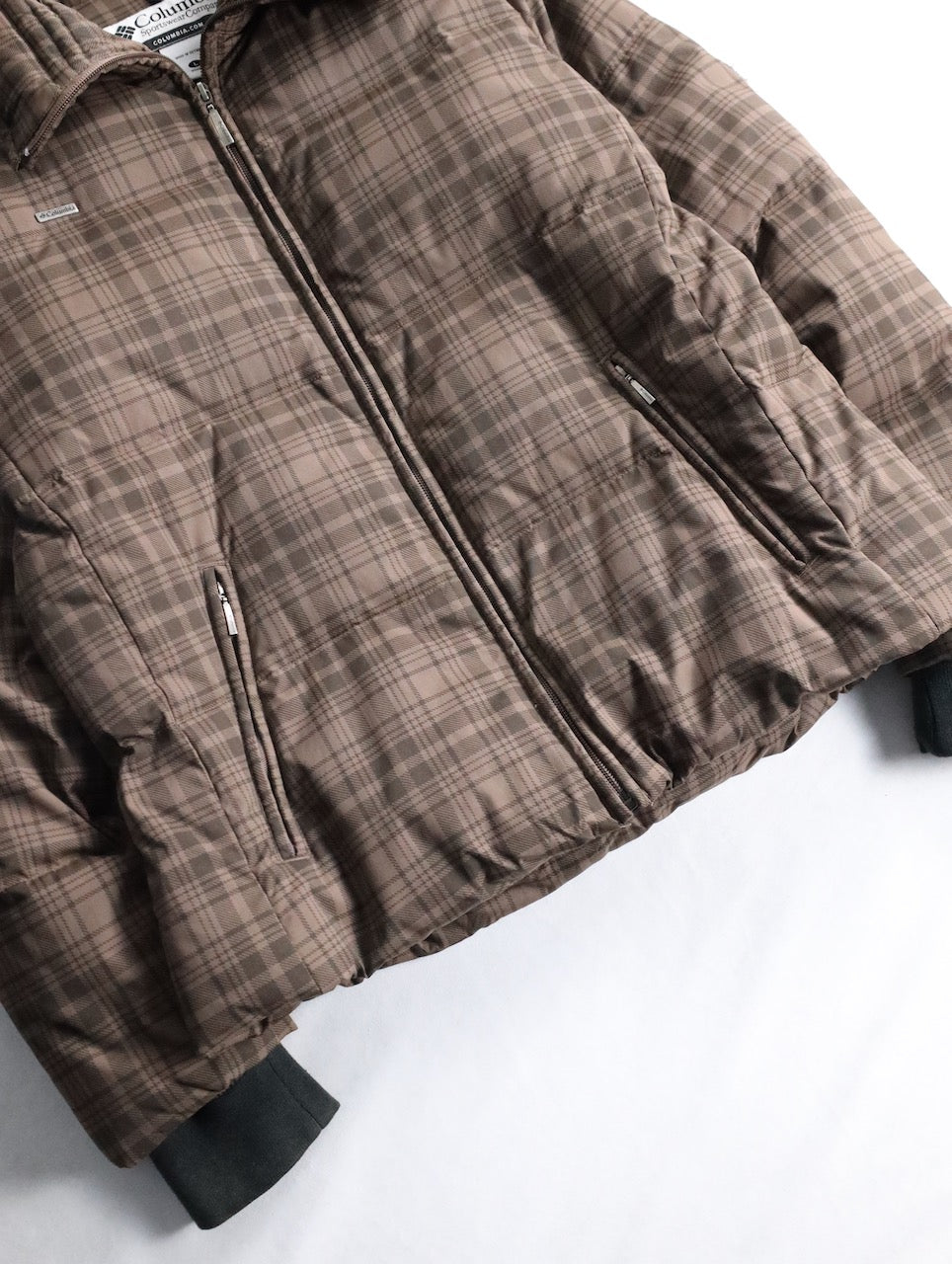 Columbia check down jacket brown
