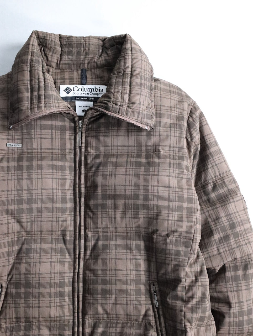 Columbia check down jacket brown