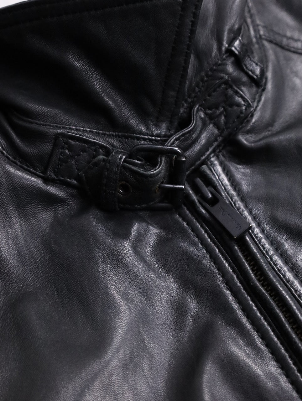 standneck lamb leather jacket black