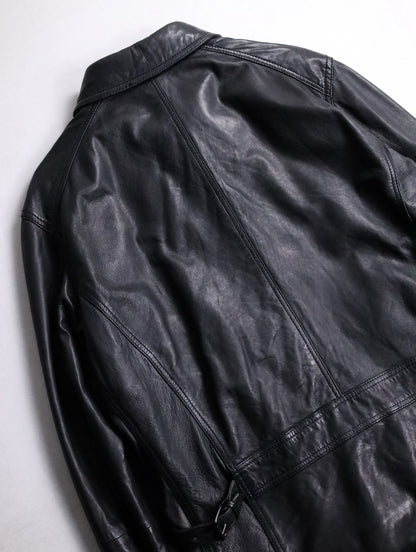 standneck lamb leather jacket black