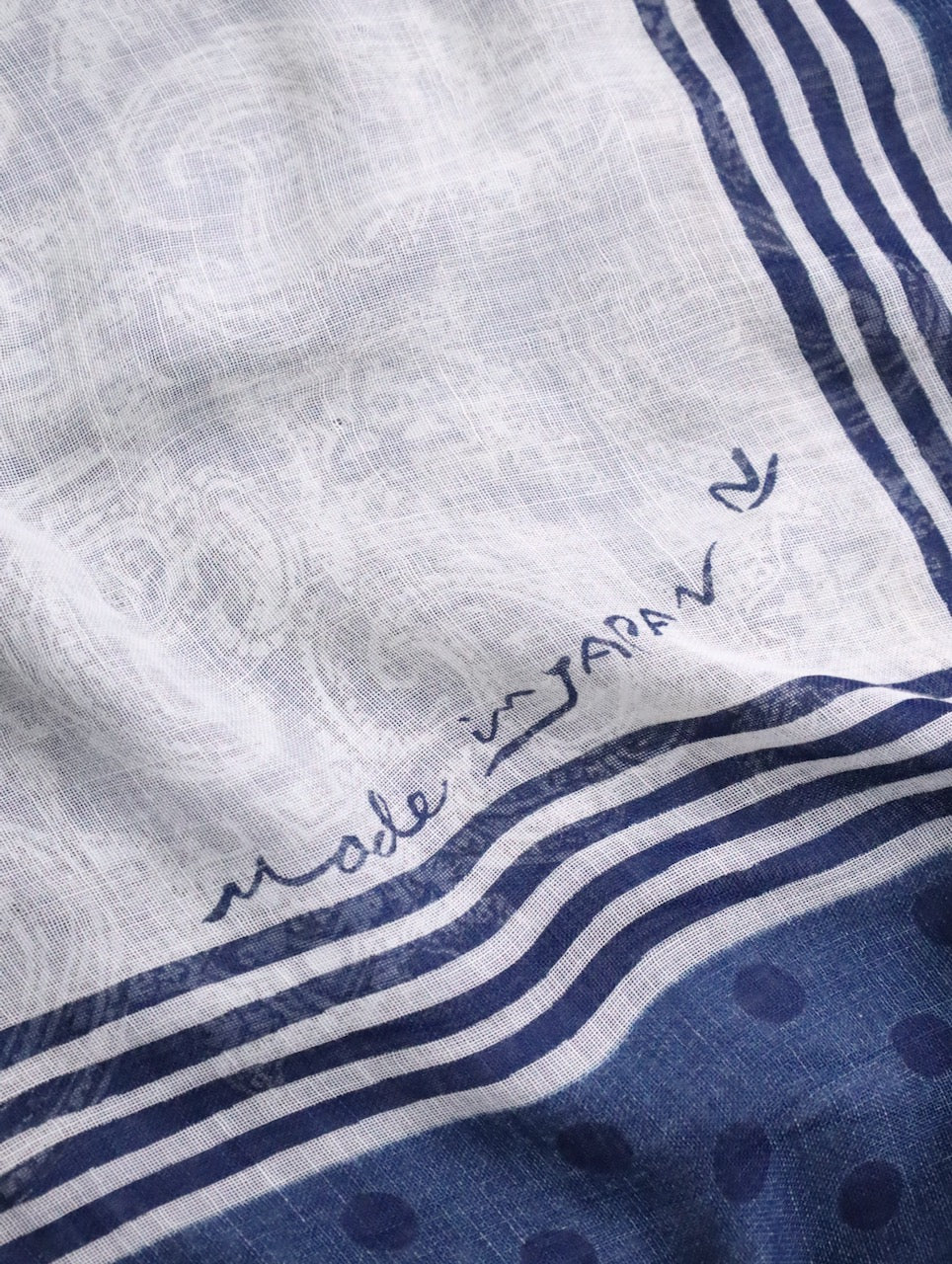 paisley&dot scarf blue-white