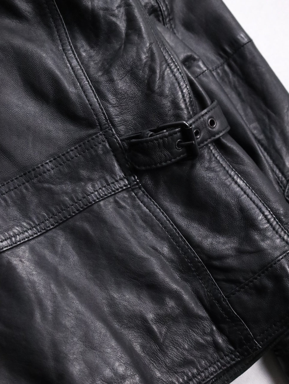 standneck lamb leather jacket black