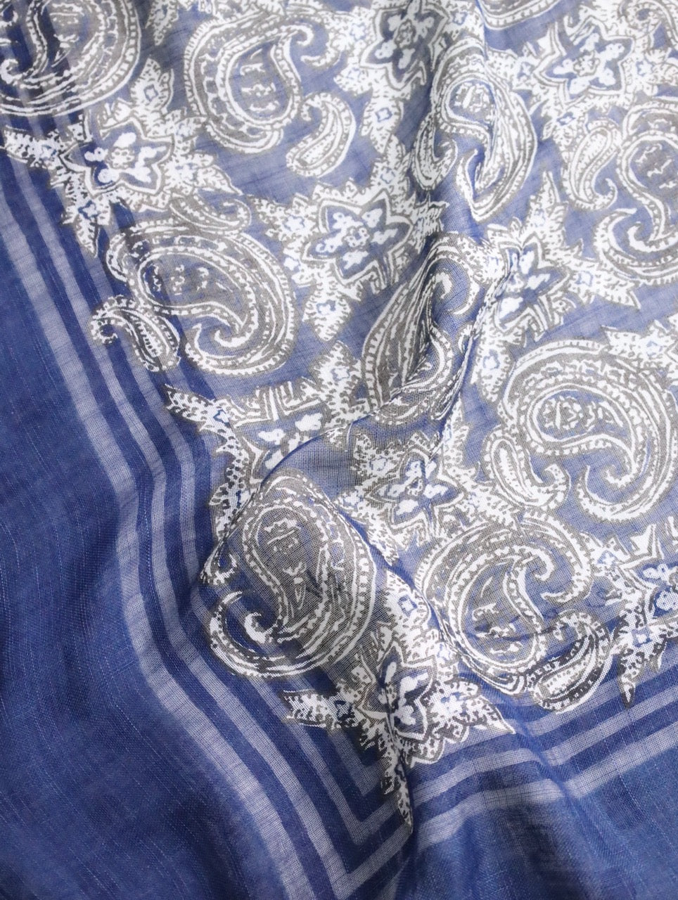 paisley&dot scarf blue-white