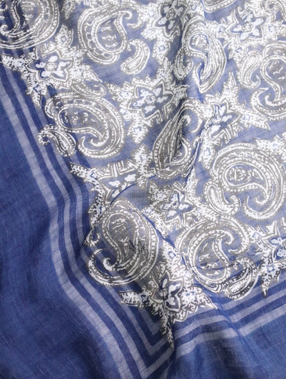 paisley&dot scarf blue-white