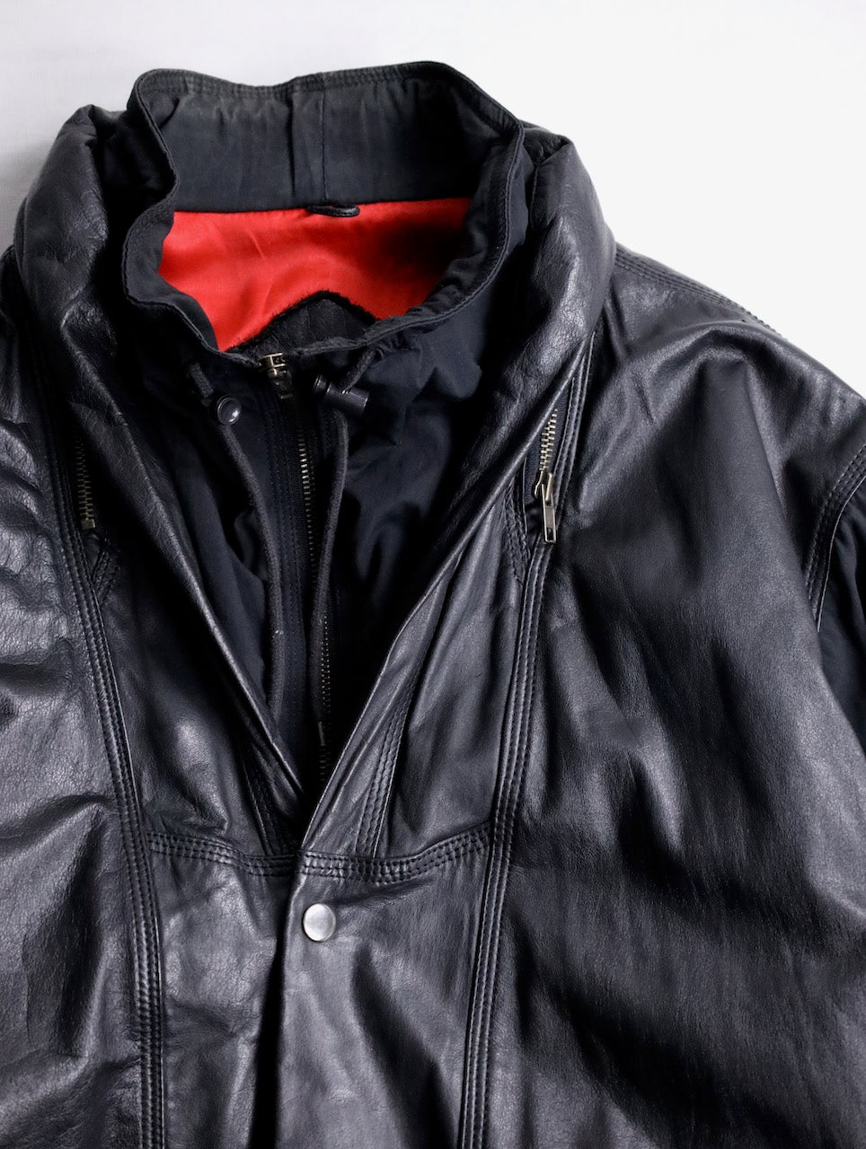 nylon swiching leather blouson black
