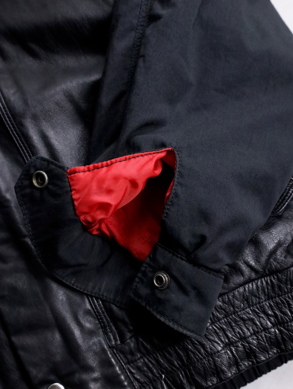 nylon swiching leather blouson black