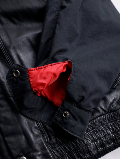 nylon swiching leather blouson black