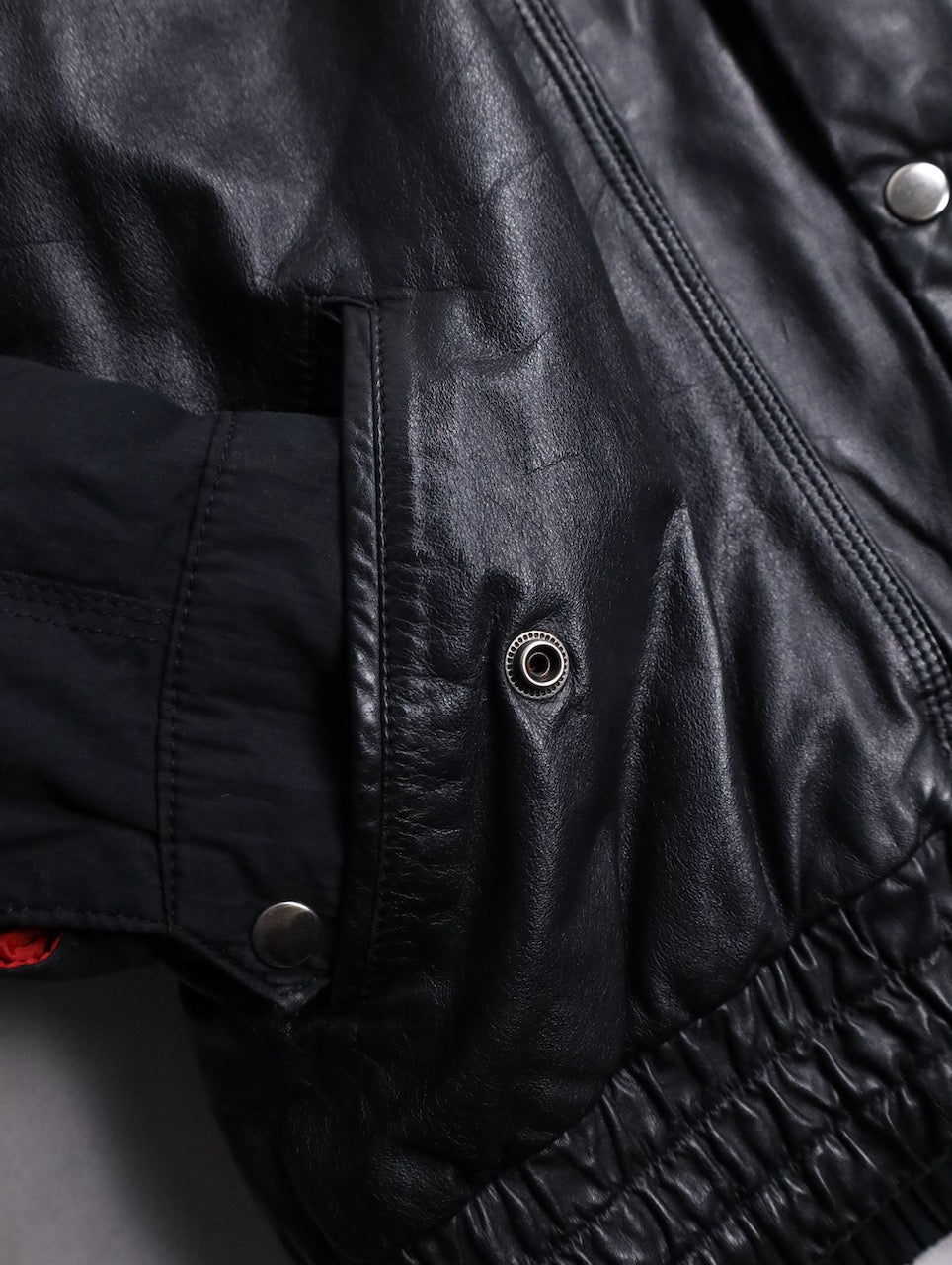 nylon swiching leather blouson black