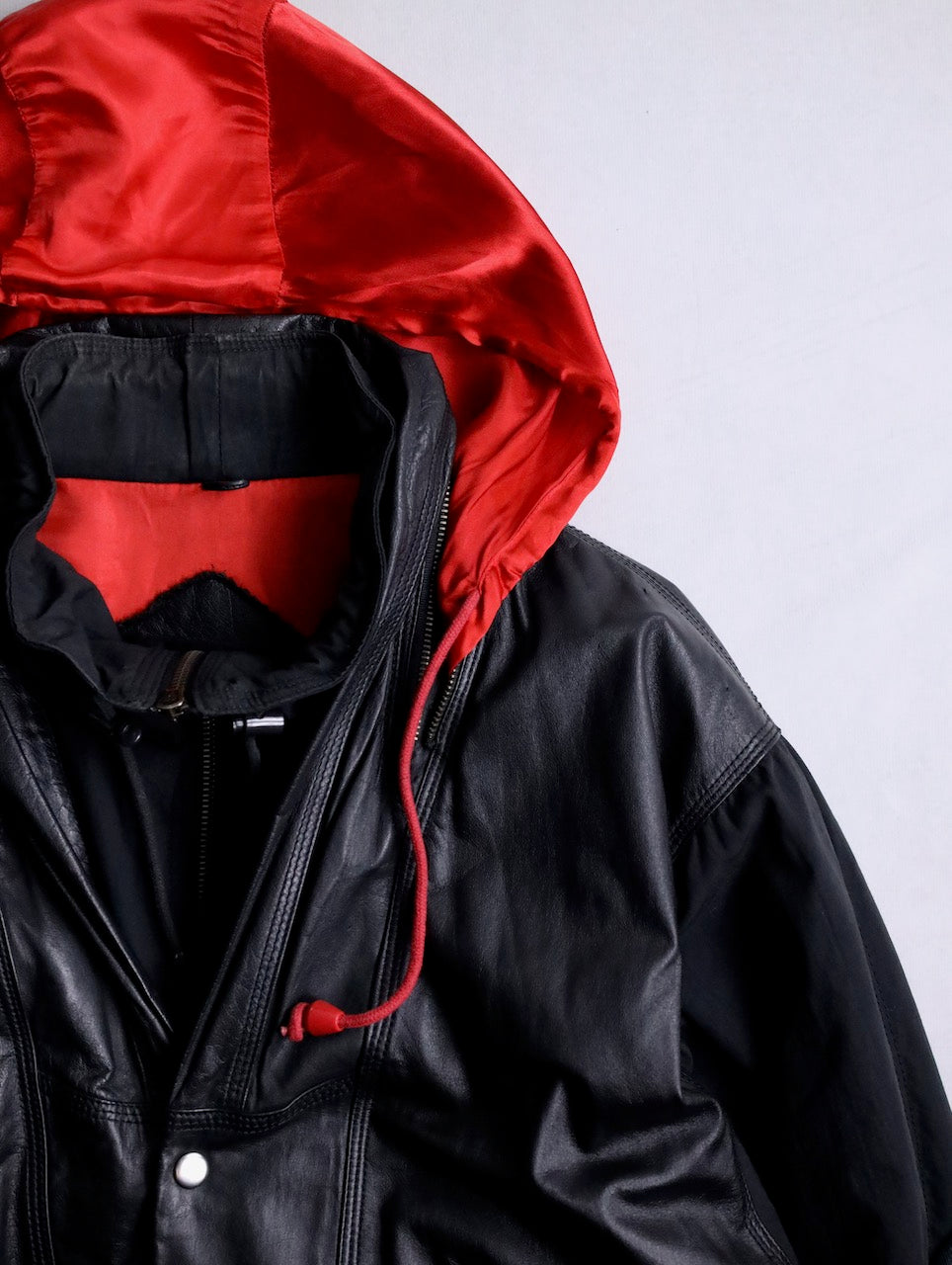 nylon swiching leather blouson black