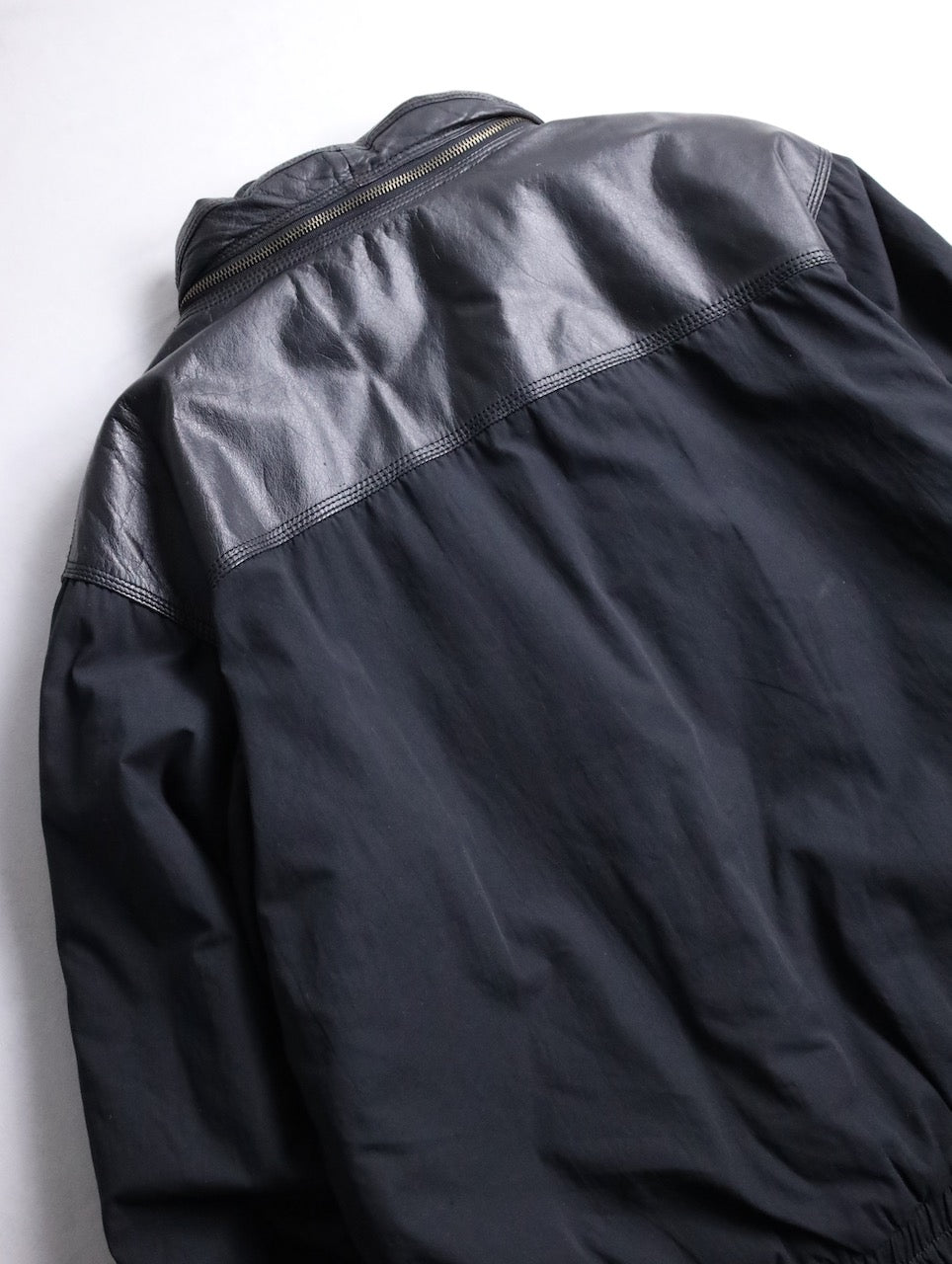 nylon swiching leather blouson black