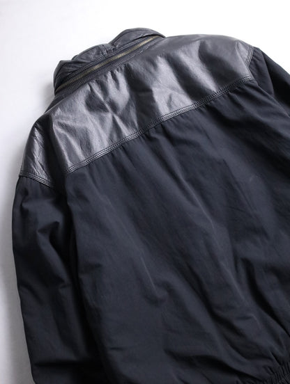 nylon swiching leather blouson black
