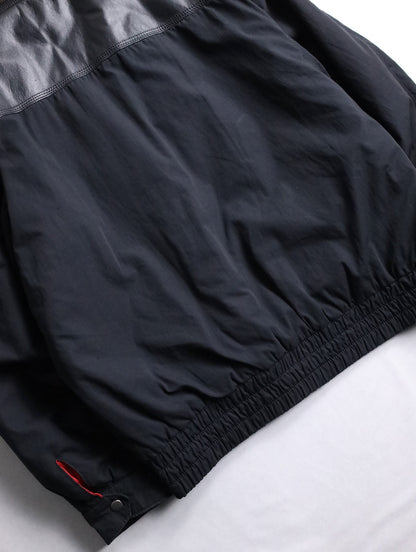 nylon swiching leather blouson black