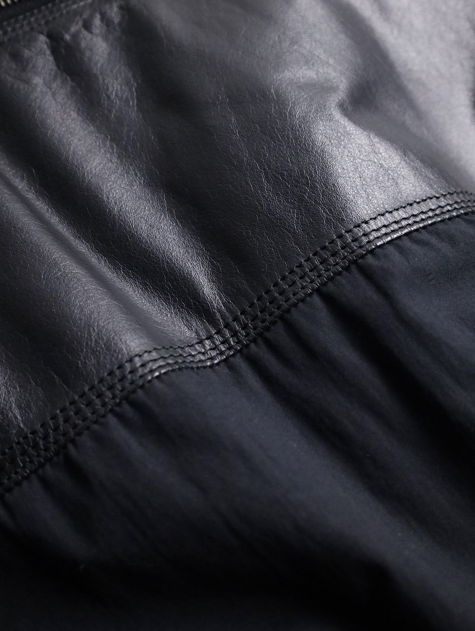 nylon swiching leather blouson black