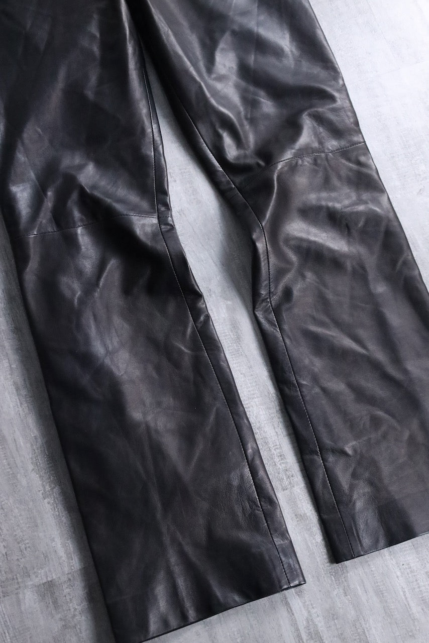straight leather pants black