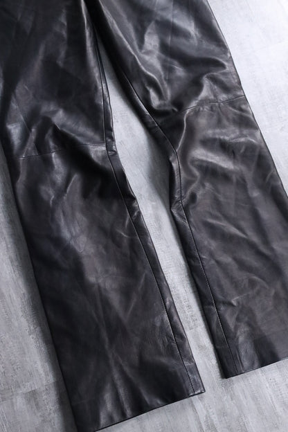 straight leather pants black