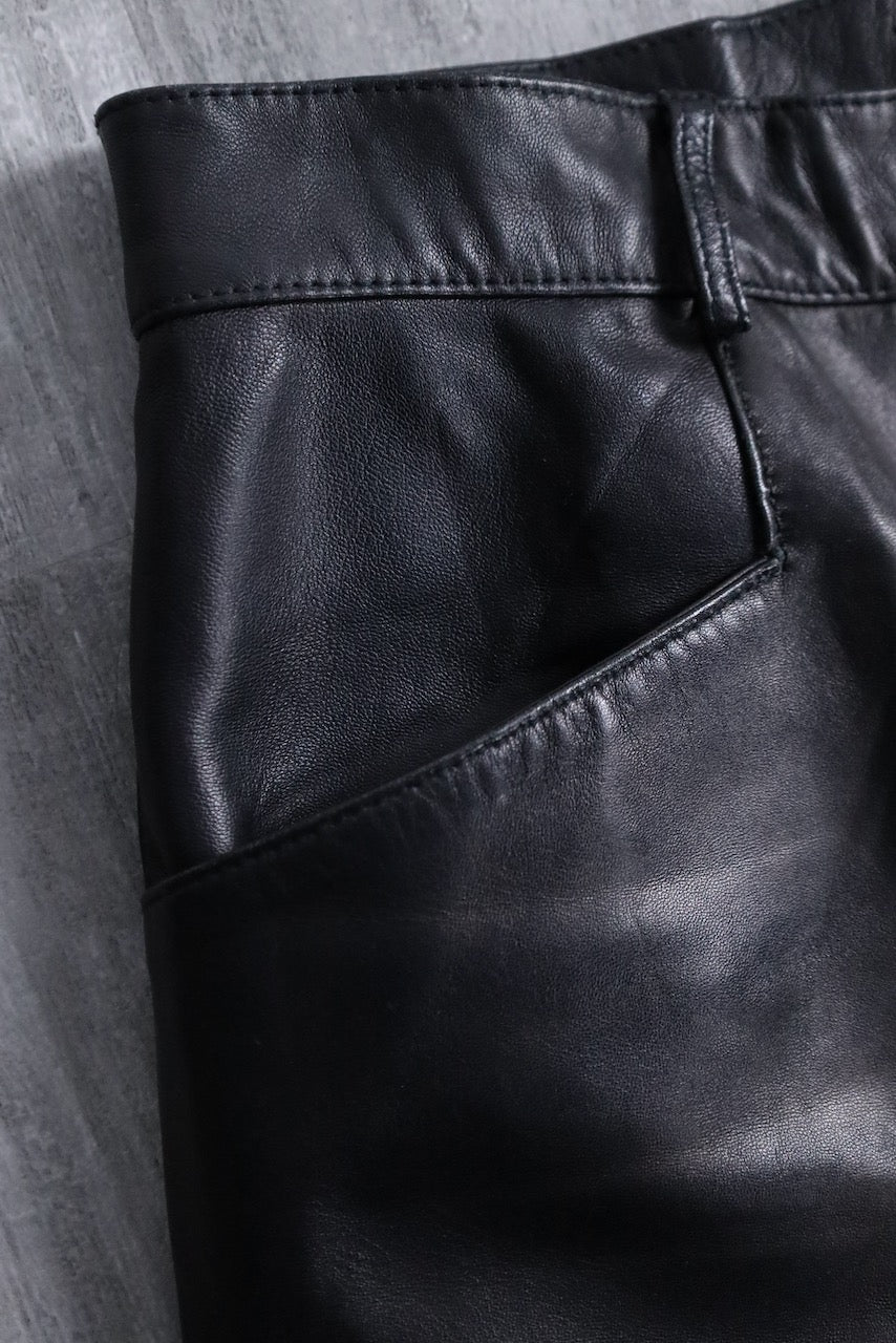 straight leather pants black