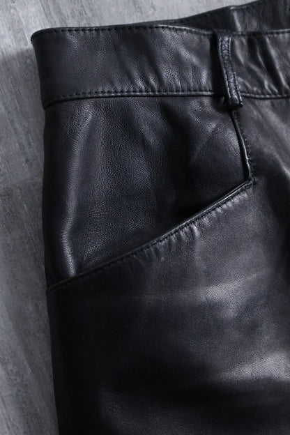straight leather pants black