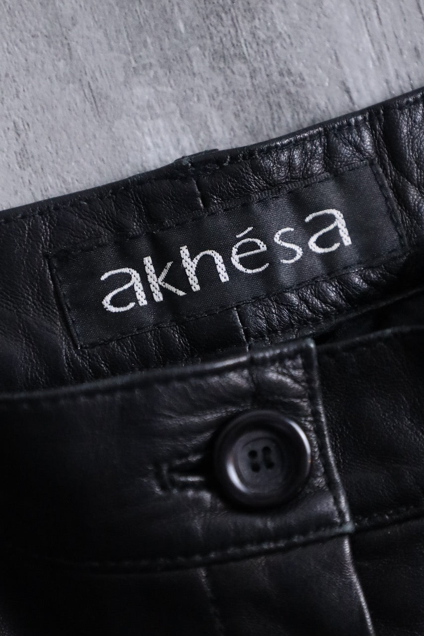 straight leather pants black