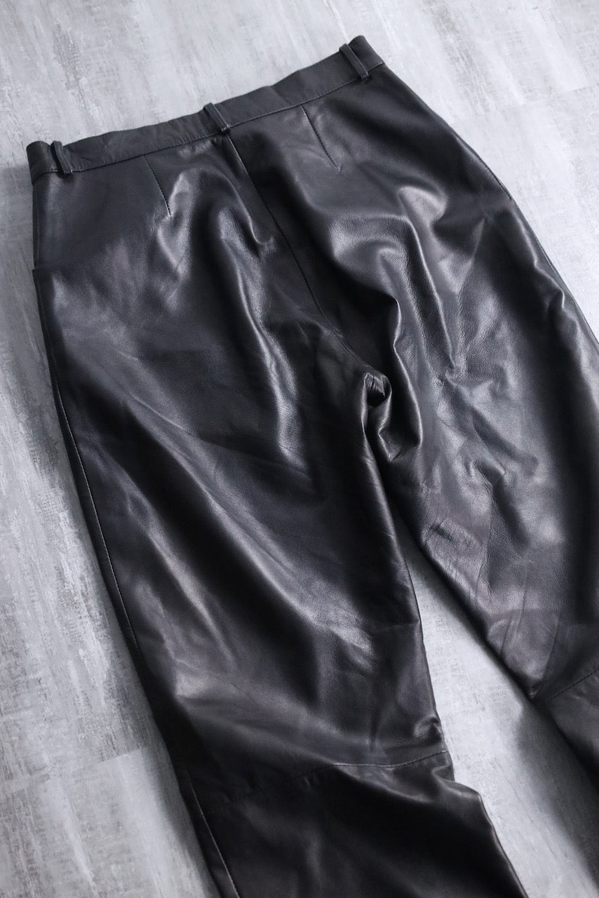 straight leather pants black