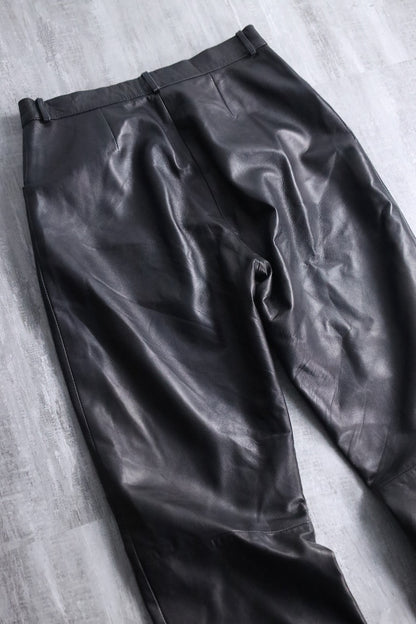 straight leather pants black