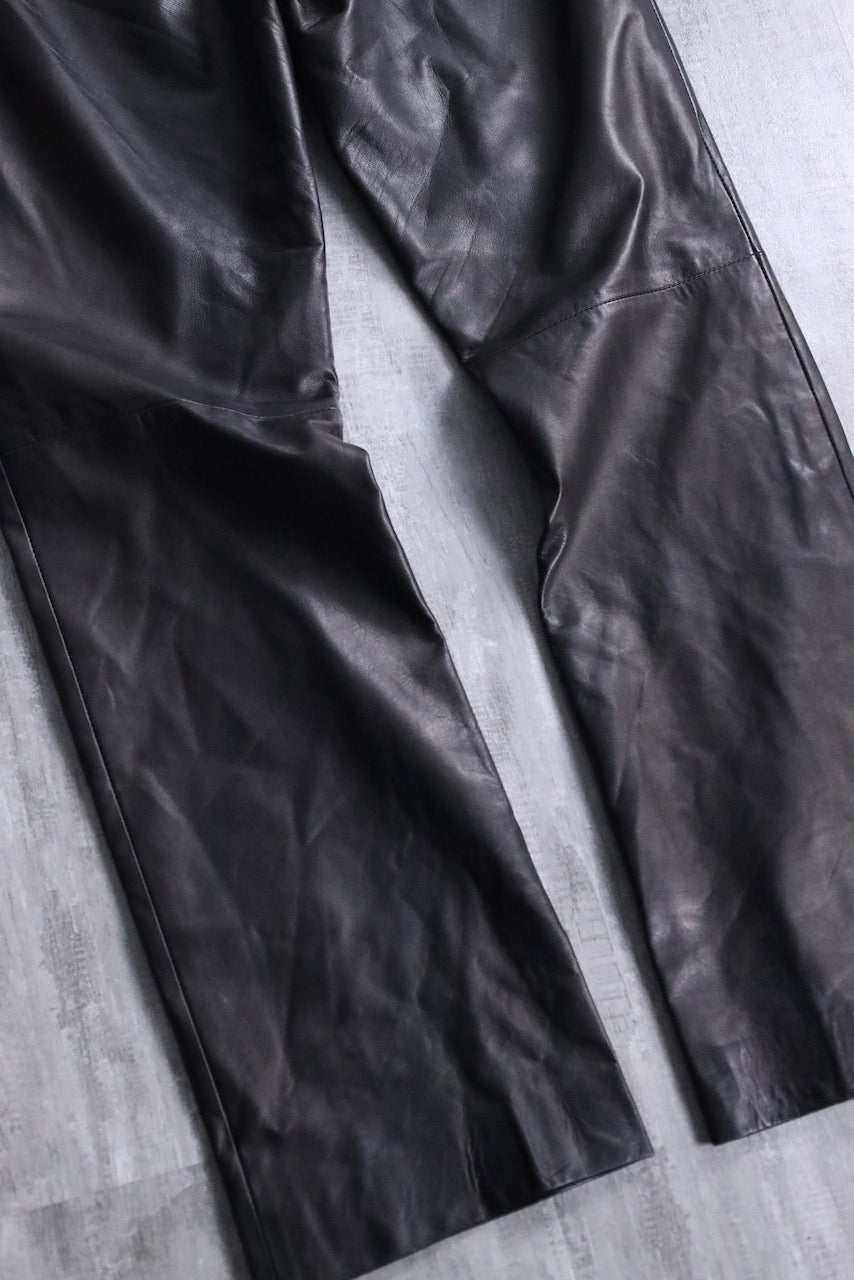 straight leather pants black