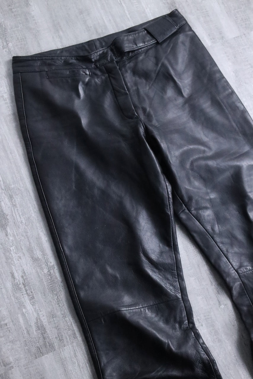 semi flare leather pants black