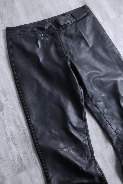 semi flare leather pants black