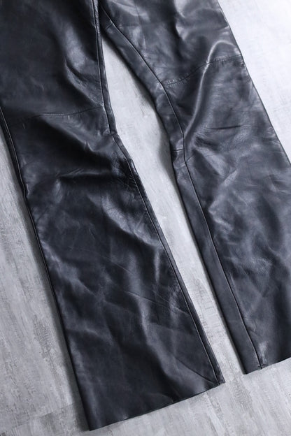 semi flare leather pants black