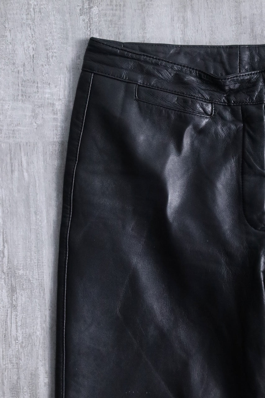 semi flare leather pants black