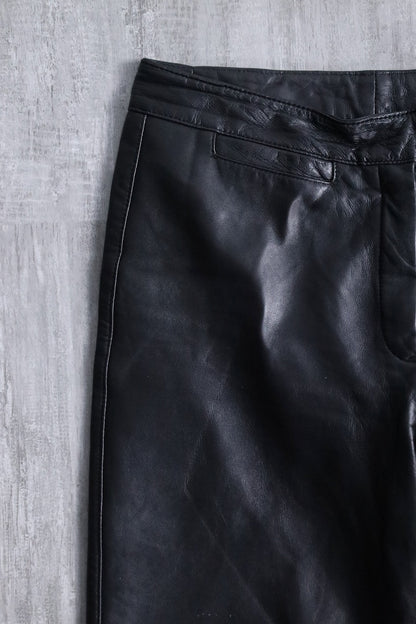 semi flare leather pants black