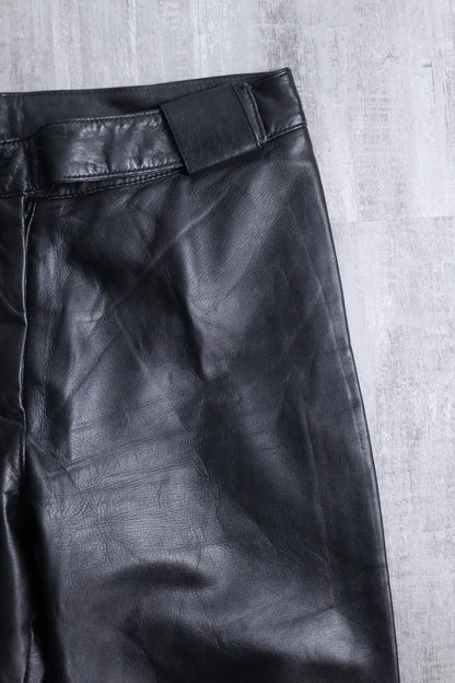 semi flare leather pants black