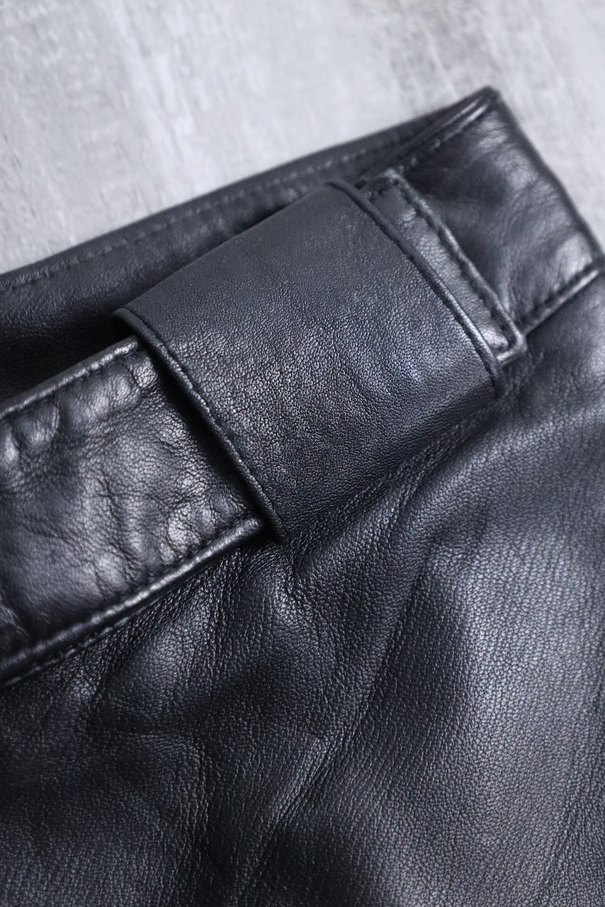 semi flare leather pants black